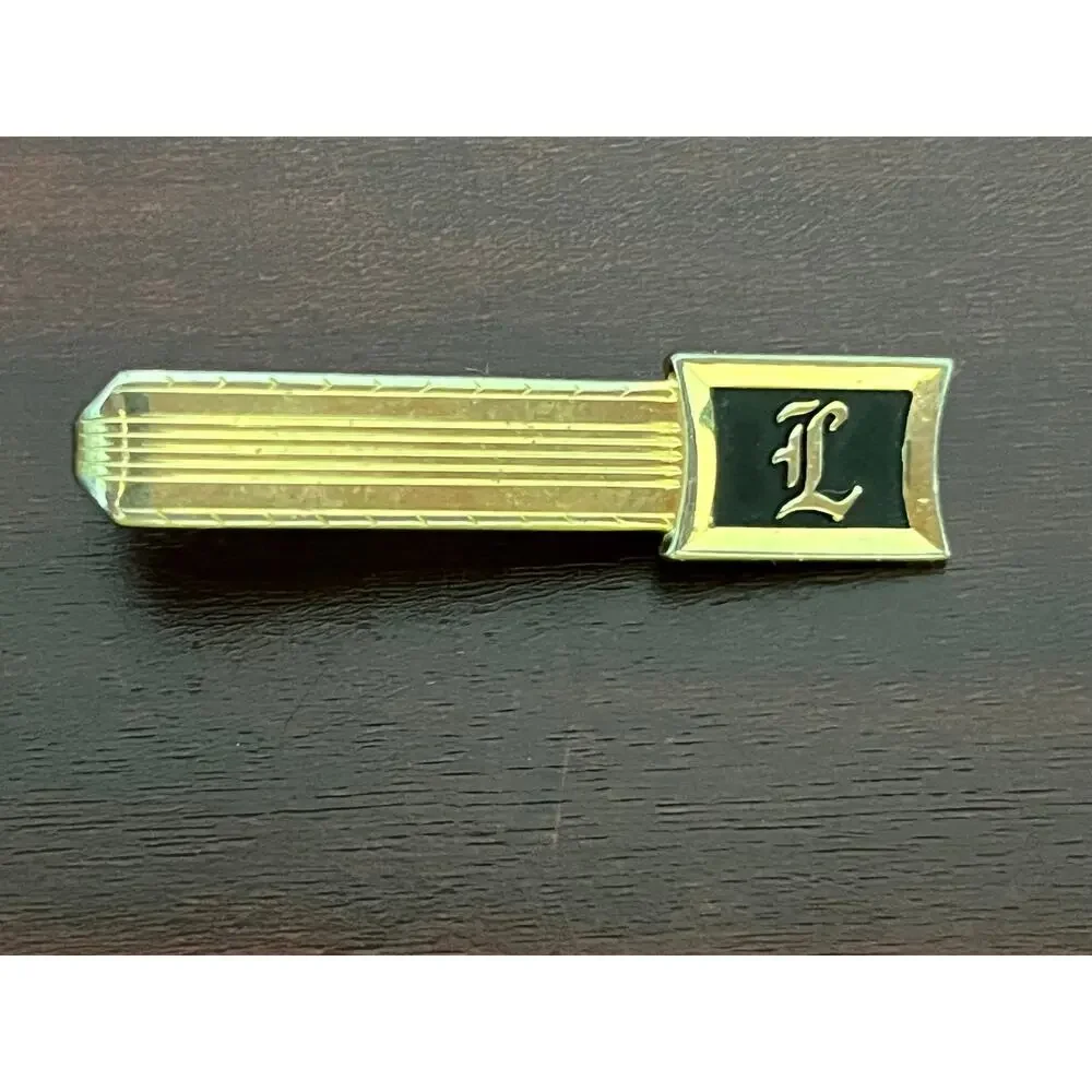 VTG Tie Clips Initial L Gold Tone Hickok Silver Tone Mother of Pearl Inlay